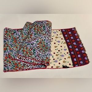 Vintage SYMPHONY 100% Polyester Floral Multipattern 52” x 9” Scarf Wrap Kerchief